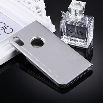 For iPhone X / XS Electroplating Mirror Horizontal Flip Leather Case with Holder (Silver)-garmade.com