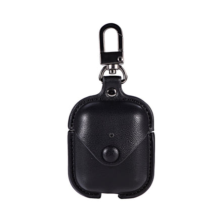 PU Leather Wireless Bluetooth Earphone Protective Case for Apple AirPods 1 / 2, with Metal Buckle(Black)-garmade.com