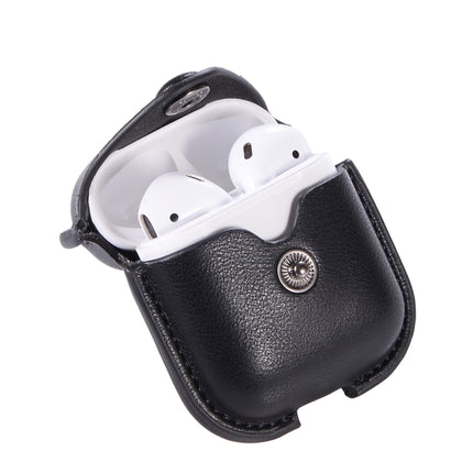 PU Leather Wireless Bluetooth Earphone Protective Case for Apple AirPods 1 / 2, with Metal Buckle(Black)-garmade.com