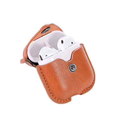 PU Leather Wireless Bluetooth Earphone Protective Case for Apple AirPods 1 / 2, with Metal Buckle(Light Brown)-garmade.com