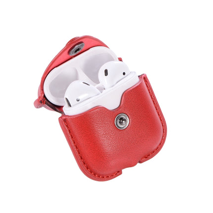 PU Leather Wireless Bluetooth Earphone Protective Case for Apple AirPods 1 / 2, with Metal Buckle(Red)-garmade.com