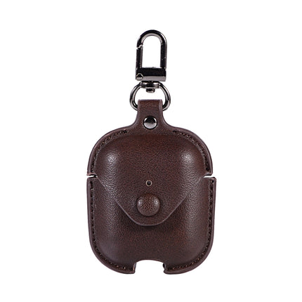 PU Leather Wireless Bluetooth Earphone Protective Case for Apple AirPods 1 / 2, with Metal Buckle(Brown)-garmade.com