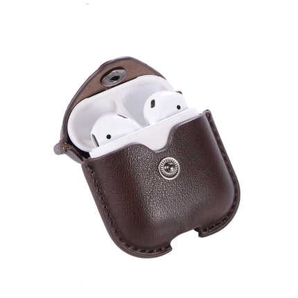 PU Leather Wireless Bluetooth Earphone Protective Case for Apple AirPods 1 / 2, with Metal Buckle(Brown)-garmade.com