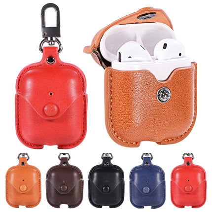 PU Leather Wireless Bluetooth Earphone Protective Case for Apple AirPods 1 / 2, with Metal Buckle(Blue)-garmade.com