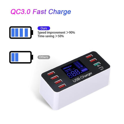 A9 Plus (Global Version) Multi-function AC 100V~240V 8 Ports USB Digital Display LCD Detachable Charging Station Smart Charger with Wireless Charger,Support QC3.0 (White)-garmade.com