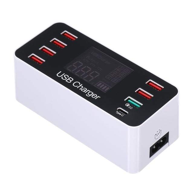 A9 Plus (Global Version) Multi-function AC 100V~240V 8 Ports USB Digital Display LCD Detachable Charging Station Smart Charger with Wireless Charger,Support QC3.0 (White)-garmade.com