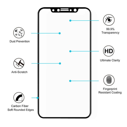 ENKAY Hat-Prince for iPhone X 0.2mm 9H Surface Hardness 3D Explosion-proof Full Screen Carbon Fiber Soft Edges Tempered Glass Screen Film(Black)-garmade.com