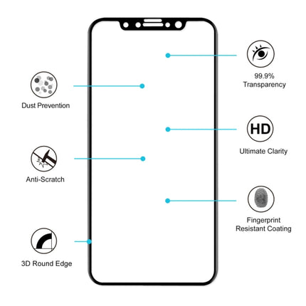 ENKAY Hat-Prince for iPhone X 0.26mm 9H Surface Hardness 3D Explosion-proof Full Screen Curved Heat Bending Tempered Glass Screen Film(Black)-garmade.com