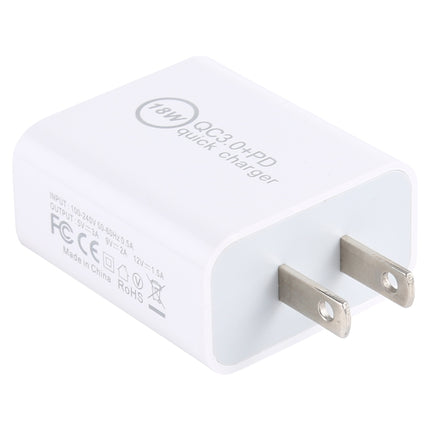 FLOVEME 18W PD + QC 3.0 Dual USB Travel Fast Charger Power Adapter, US Plug-garmade.com