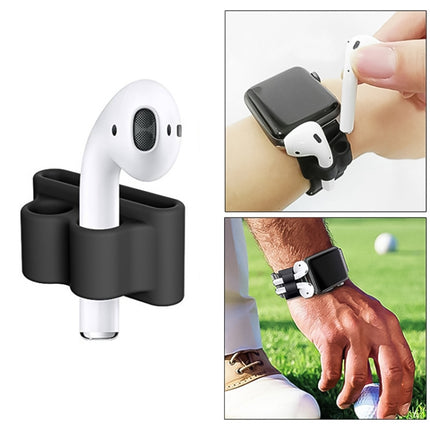 Anti-lost Rope + Silicone Case + Earphone Hang Buckle + Earplug Cover Bluetooth Wireless Earphone Cover Case Set for Apple AirPods 1 / 2(Black)-garmade.com