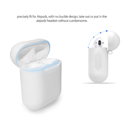 Anti-lost Rope + Silicone Case + Earphone Hang Buckle + Earplug Cover Bluetooth Wireless Earphone Cover Case Set for Apple AirPods 1 / 2(White)-garmade.com