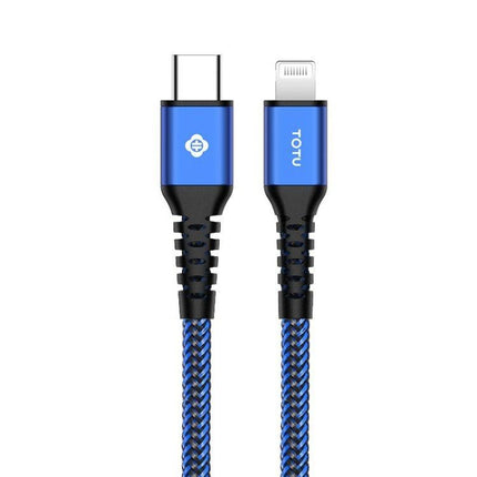 TOTUDESIGN BPDA-03 Aurora Series USB-C / Type-C to 8 Pin PD Fast Charging MFI Certified Braided Data Cable, Length: 1m(Blue)-garmade.com