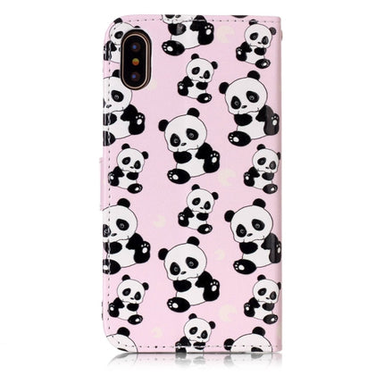 For iPhone X / XS Embossed Panda Pattern Horizontal Flip Leather Case with Holder & Card Slots & Wallet & Photo Frame-garmade.com