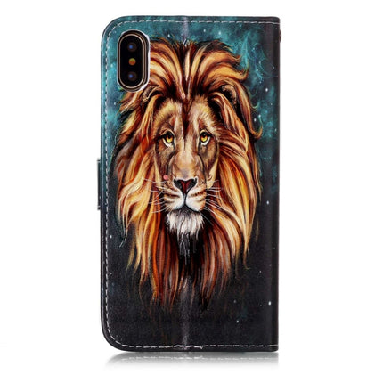 For iPhone X / XS Embossed Lion Pattern Horizontal Flip Leather Case with Holder & Card Slots & Wallet & Photo Frame-garmade.com