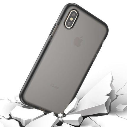 For iPhone X / XS Fashion Transparent Texture Anti-collision TPU Protective Case (Black)-garmade.com