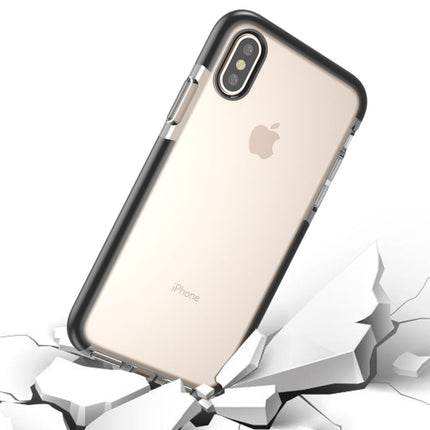For iPhone X / XS Fashion Transparent Texture Anti-collision TPU Protective Case (Black White)-garmade.com