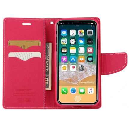 GOOSPERY FANCY DIARY for iPhone X / XS Cross Texture Horizontal Flip Leather Case with Card Slots & Wallet & Holder(Magenta)-garmade.com