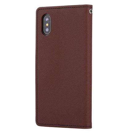 GOOSPERY FANCY DIARY for iPhone X / XS Cross Texture Horizontal Flip Leather Case with Card Slots & Wallet & Holder(Brown)-garmade.com
