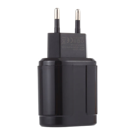 LZ-022 5V 2.4A Dual USB Ports Travel Charger, EU Plug (Black)-garmade.com