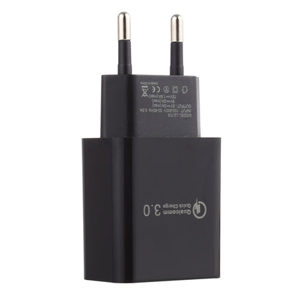 LZ-706 QC3.0 Single USB Port Travel Charger, EU Plug (Black)-garmade.com