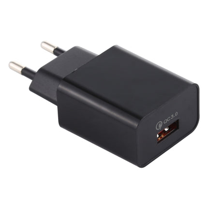 LZ-706 QC3.0 Single USB Port Travel Charger, EU Plug (Black)-garmade.com