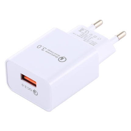 LZ-706 QC3.0 Single USB Port Travel Charger, EU Plug (White)-garmade.com
