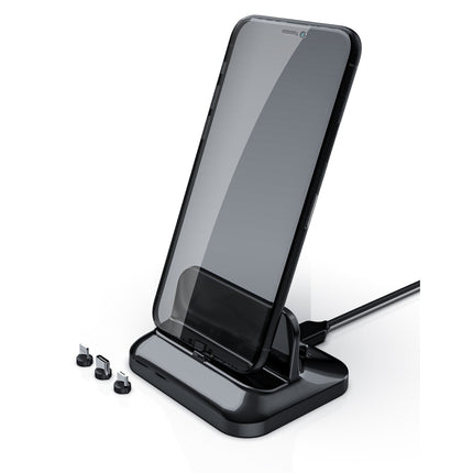 XBX-02 Wireless Charger, With Type-C & Micro USB & 8 Pin Interface, For iPhone, AirPods and Other Android Phones (Black)-garmade.com