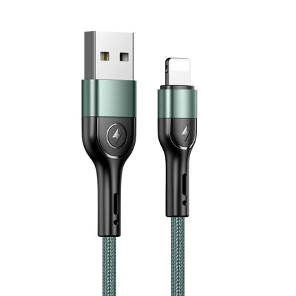 USAMS US-SJ448 U55 2A 8 Pin Aluminum Alloy Weave Charging Cable, Length:1m (Green)-garmade.com