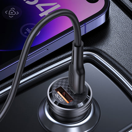 USAMS US-CC175 C35 45W Aluminum Alloy Transparent Dual USB Port Mini Car Charger (Purple)-garmade.com