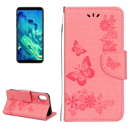For iPhone X / XS Pressed Flowers Butterfly Pattern Horizontal Flip Leather Case with Holder & Card Slots & Wallet & Lanyard(Pink)-garmade.com