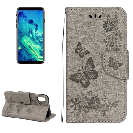 For iPhone X / XS Pressed Flowers Butterfly Pattern Horizontal Flip Leather Case with Holder & Card Slots & Wallet & Lanyard(Grey)-garmade.com