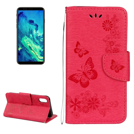 For iPhone X / XS Pressed Flowers Butterfly Pattern Horizontal Flip Leather Case with Holder & Card Slots & Wallet & Lanyard(Red)-garmade.com