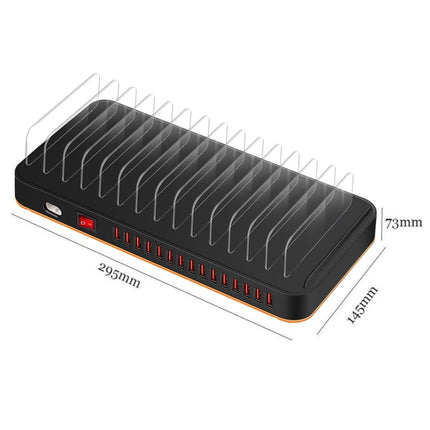 WLX-815 100W 15 Ports USB Fast Charging Dock Smart Charger with Phone & Tablet Holder, US Plug-garmade.com