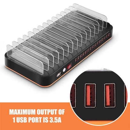 WLX-815 100W 15 Ports USB Fast Charging Dock Smart Charger with Phone & Tablet Holder, US Plug-garmade.com