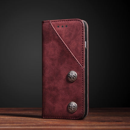 For iPhone X / XS Bronze Texture Casual Style with Absorption Horizontal Flip Leather Case with Holder & Card Slots (Red)-garmade.com