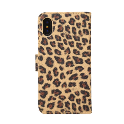 For iPhone X Leopard Pattern PU + PC Horizontal Flip Leather Protective Case with Holder & Card Slots(Yellow)-garmade.com