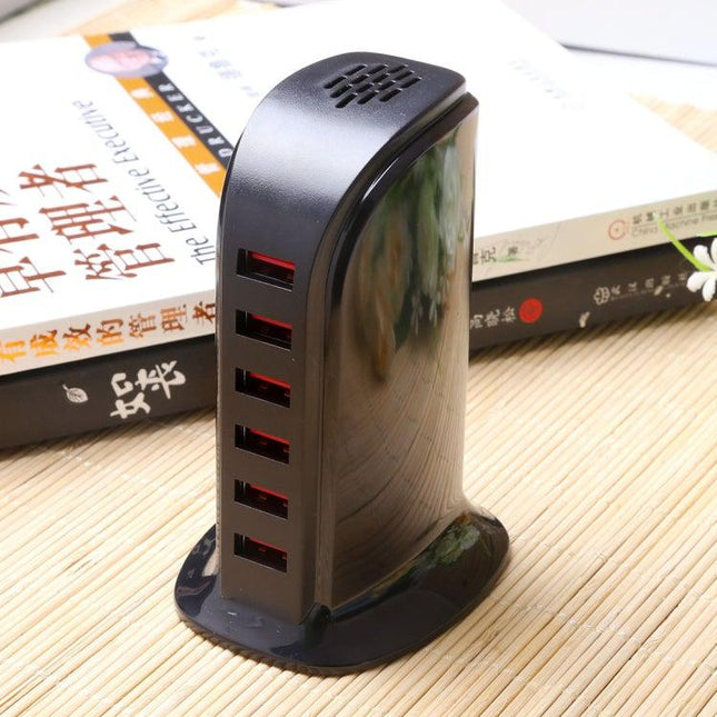 853L 30W 6 Ports USB Fast Charging Dock Smart Charger AC100-240V (Black)-garmade.com