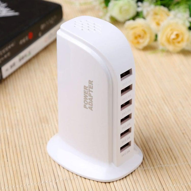 853L 30W 6 Ports USB Fast Charging Dock Smart Charger AC100-240V (White)-garmade.com