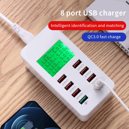 A8 40W 8 Ports USB + QC3.0 Smart Charging Station with Digital Display AC100-240V, AU Plug-garmade.com