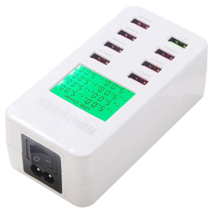 A8 40W 8 Ports USB + QC3.0 Smart Charging Station with Digital Display AC100-240V, EU Plug-garmade.com