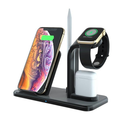 N35 3 in 1 Separated Design Quick Wireless Charger for iPhone, Apple Watch, AirPods (Black)-garmade.com
