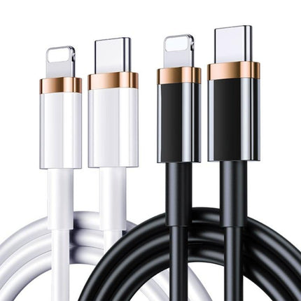 USAMS US-SJ485 U63 Type-C / USB-C to 8 Pin PD 20W Smooth Aluminum Alloy Fast Charging Data Cable, Length: 2m (Black)-garmade.com