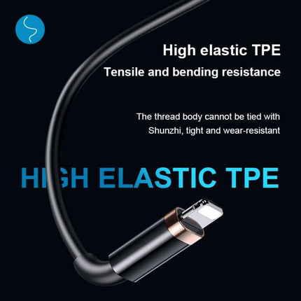 USAMS US-SJ485 U63 Type-C / USB-C to 8 Pin PD 20W Smooth Aluminum Alloy Fast Charging Data Cable, Length: 2m (Black)-garmade.com