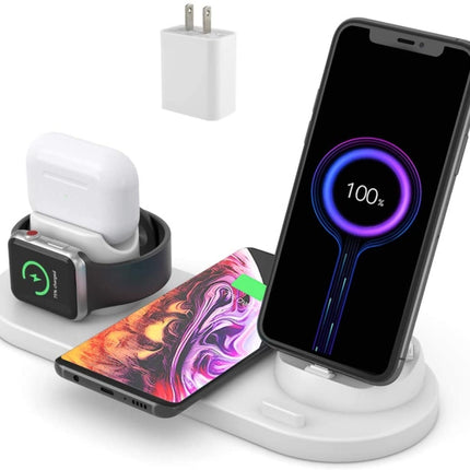 HQ-UD15-upgraded 6 in 1 Wireless Charger For iPhone, Apple Watch, AirPods and Other Android Phones(White)-garmade.com
