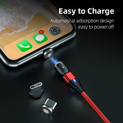 1m 3A Output 3 in 1 USB to 8 Pin + USB-C / Type-C + Micro USB 540 Degree Rotating Magnetic Data Sync Charging Cable(Purple)-garmade.com