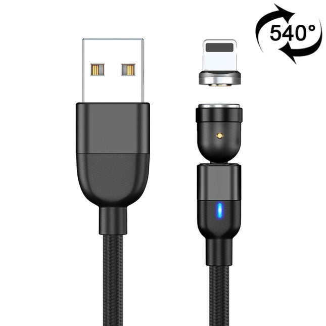 1m 3A Output USB to 8 Pin 540 Degree Rotating Magnetic Data Sync Charging Cable(Black)-garmade.com