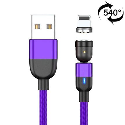 1m 3A Output USB to 8 Pin 540 Degree Rotating Magnetic Data Sync Charging Cable(Purple)-garmade.com