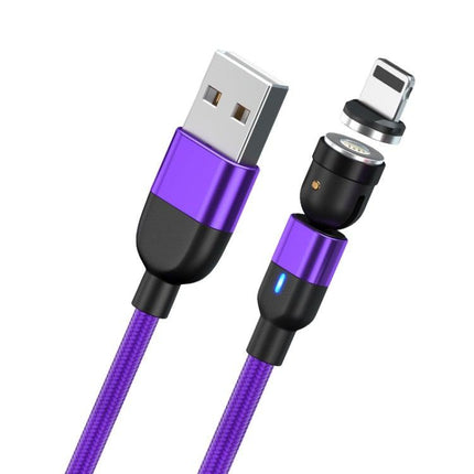 1m 3A Output USB to 8 Pin 540 Degree Rotating Magnetic Data Sync Charging Cable(Purple)-garmade.com