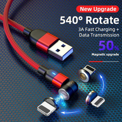 1m 3A Output USB to 8 Pin 540 Degree Rotating Magnetic Data Sync Charging Cable(Red)-garmade.com