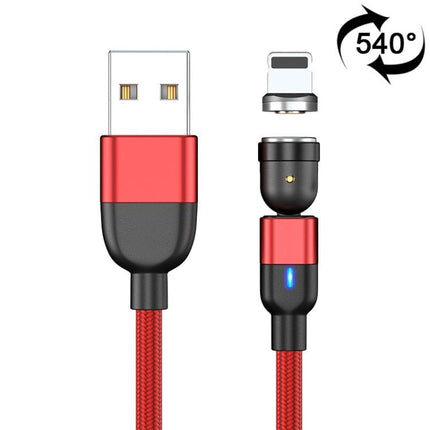 2m 3A Output USB to 8 Pin 540 Degree Rotating Magnetic Data Sync Charging Cable(Red)-garmade.com